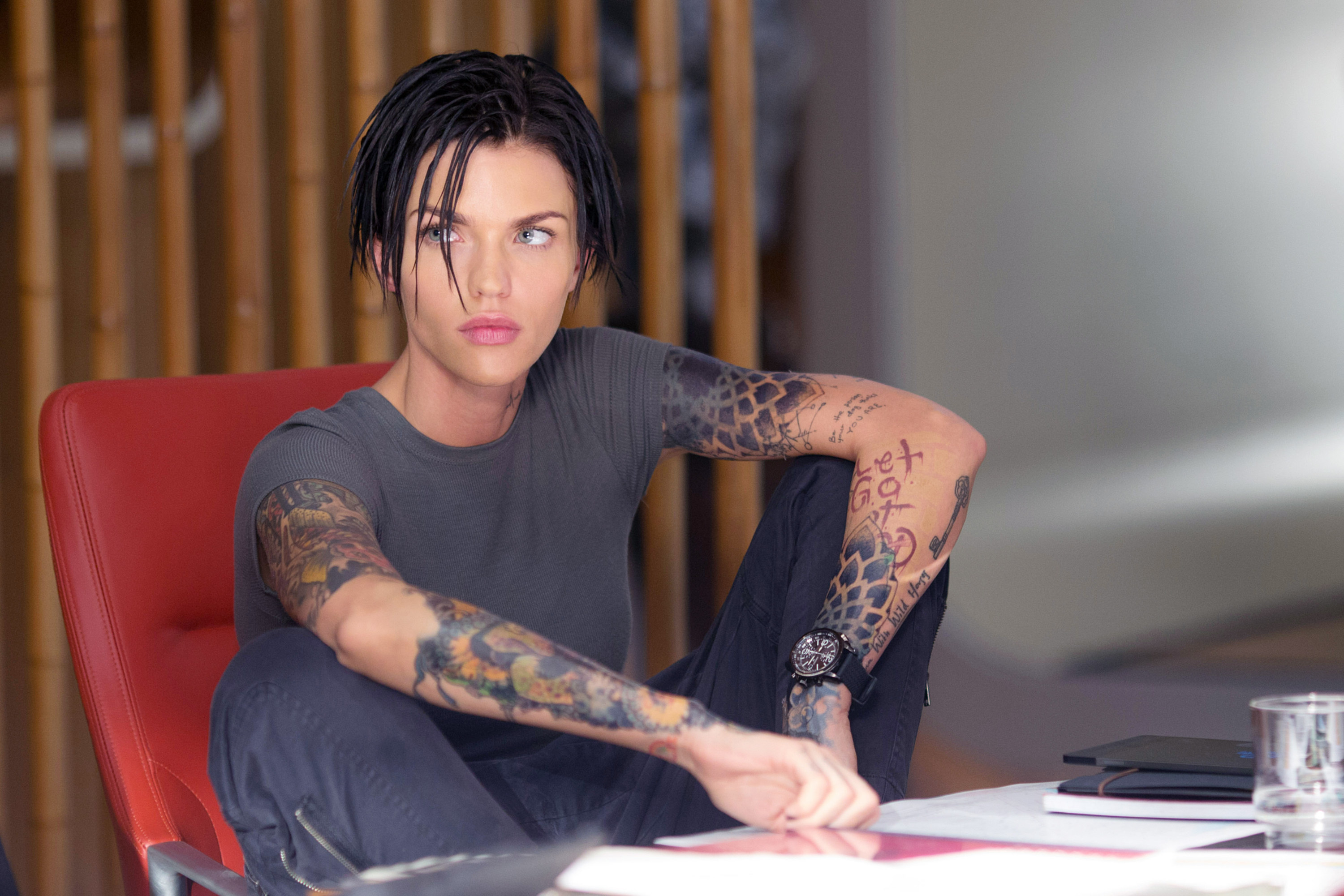 ruby rose with wet hair in the meg
