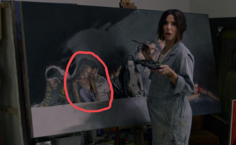 The couple circled in a painting
