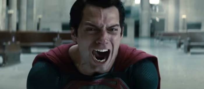 Superman screaming and emotional