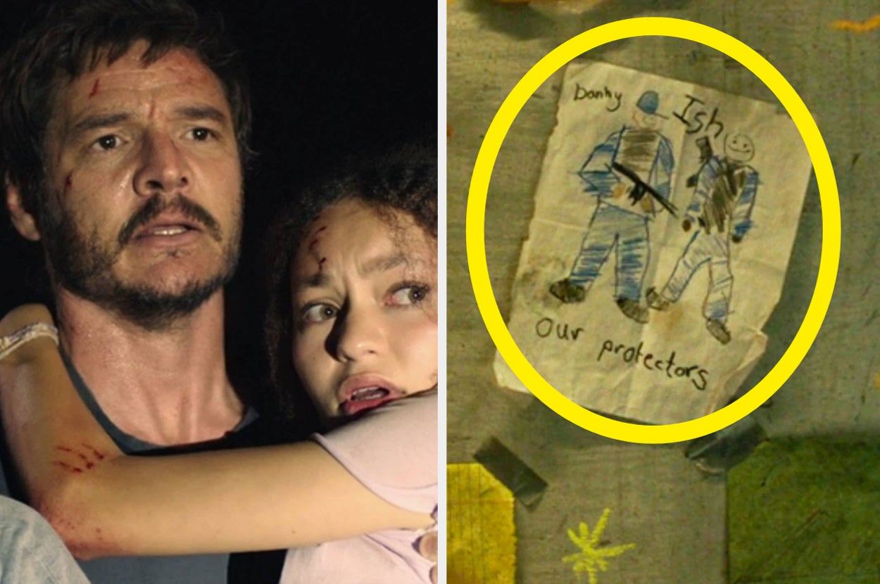 Joel and Sarah from The Last of Us and a drawing of Danny and Ish