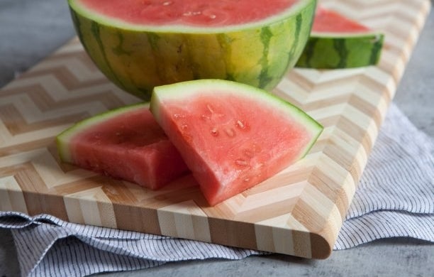 Watermelon slices on the cutting board