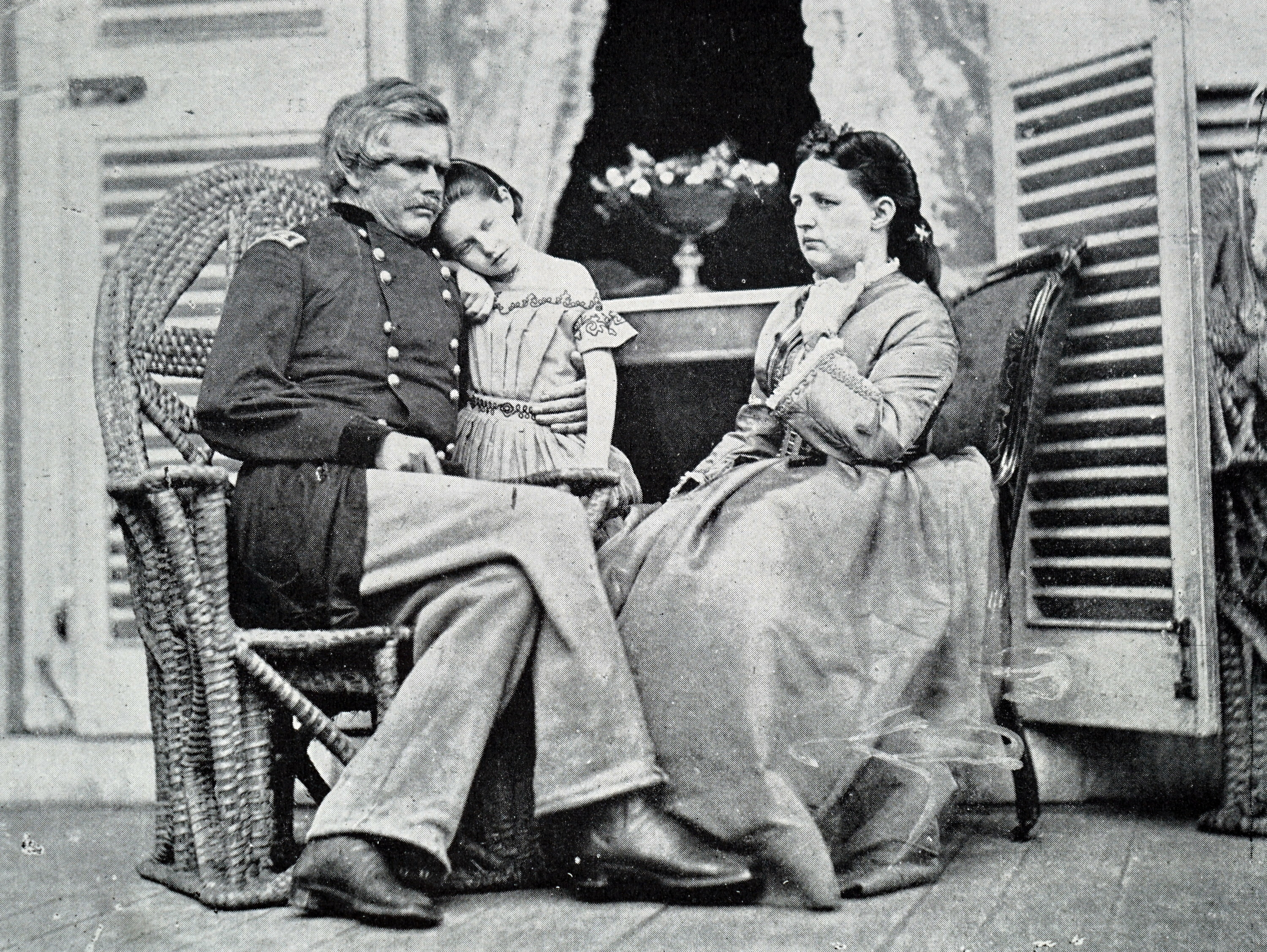 A civil war officer with his family