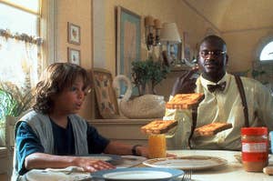 Francis Capra looks on in amazement as Shaquille O'Neal uses his powers to make toast levitate at the breakfast table