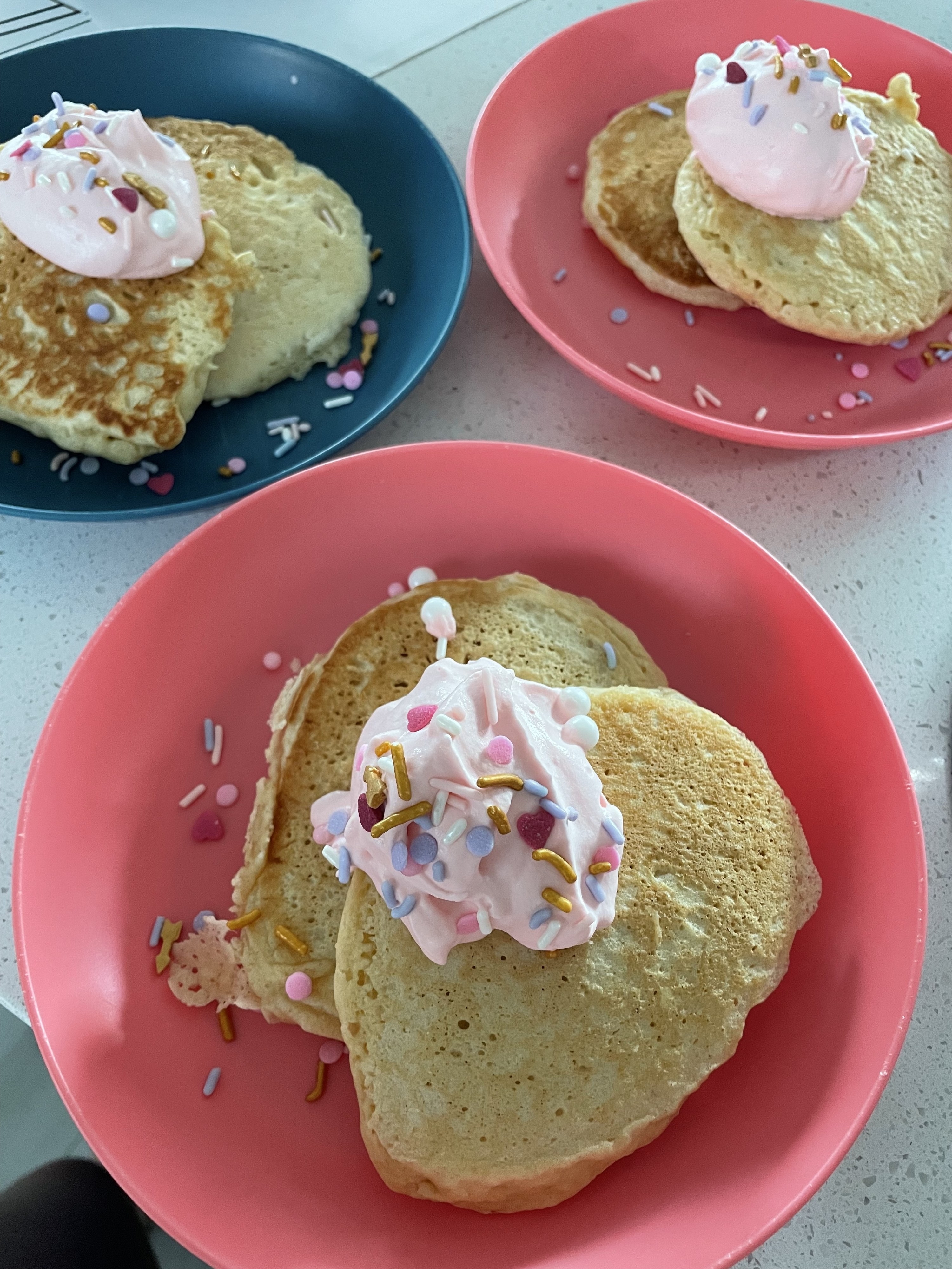 pancakes on kids&#x27; plates