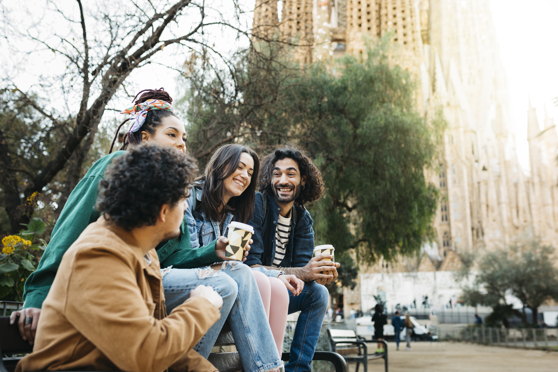 friends hanging in a park