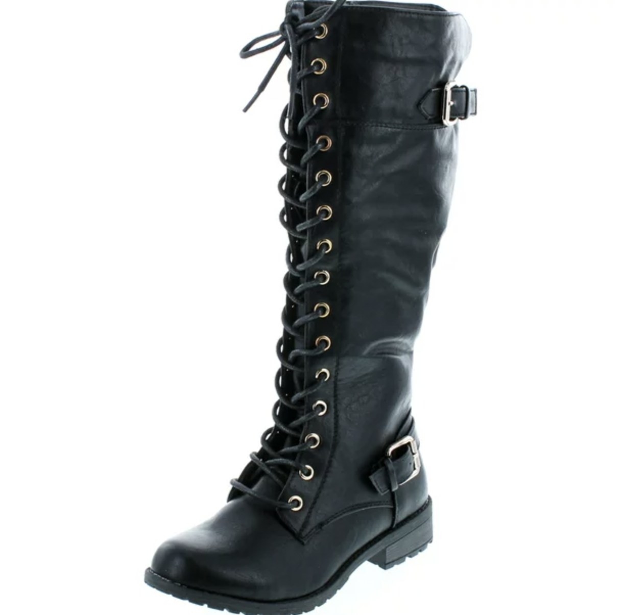 knee high lace up riding boots in black