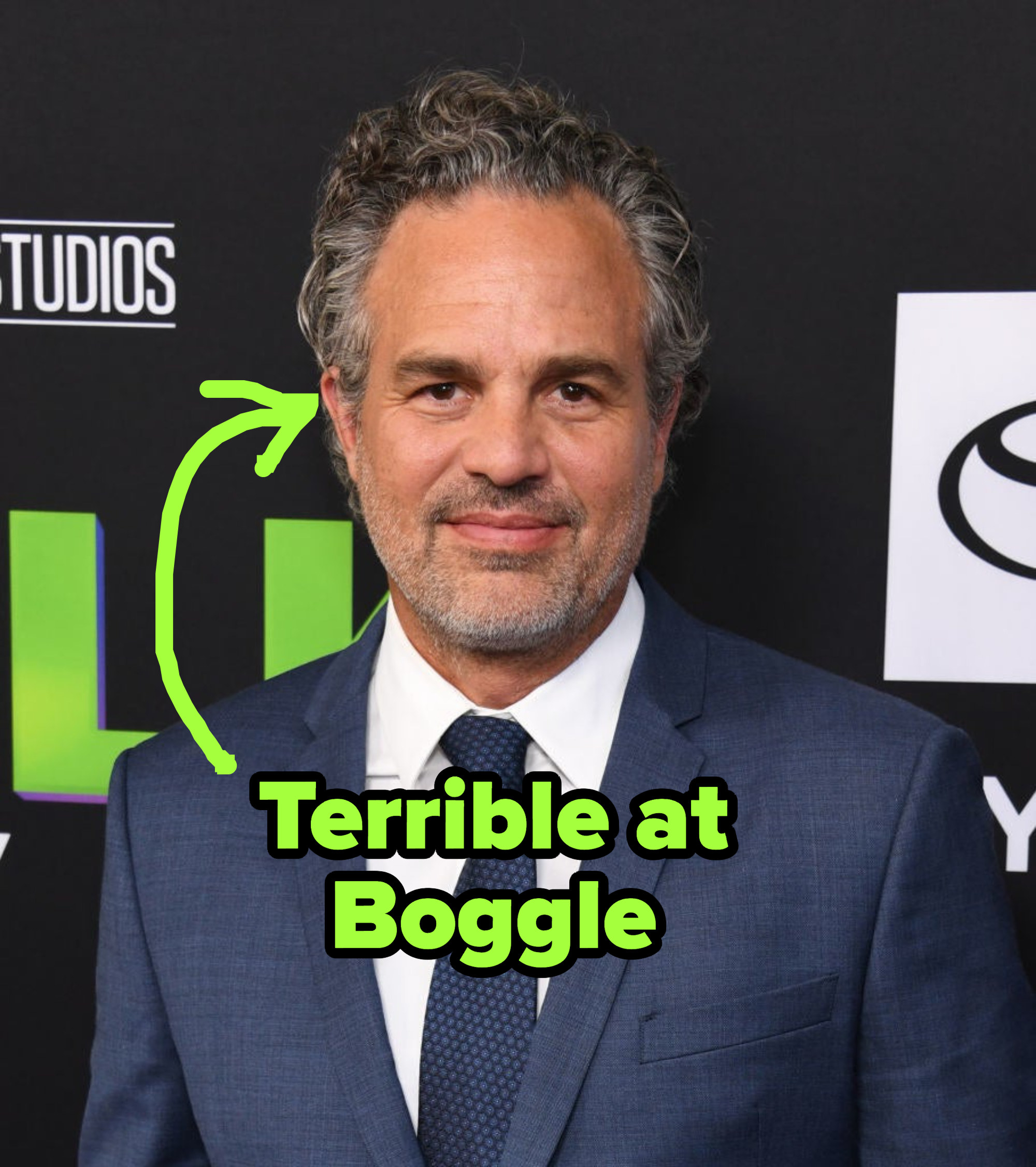 Mark Ruffalo with &quot;terrible at Boggle&quot; caption