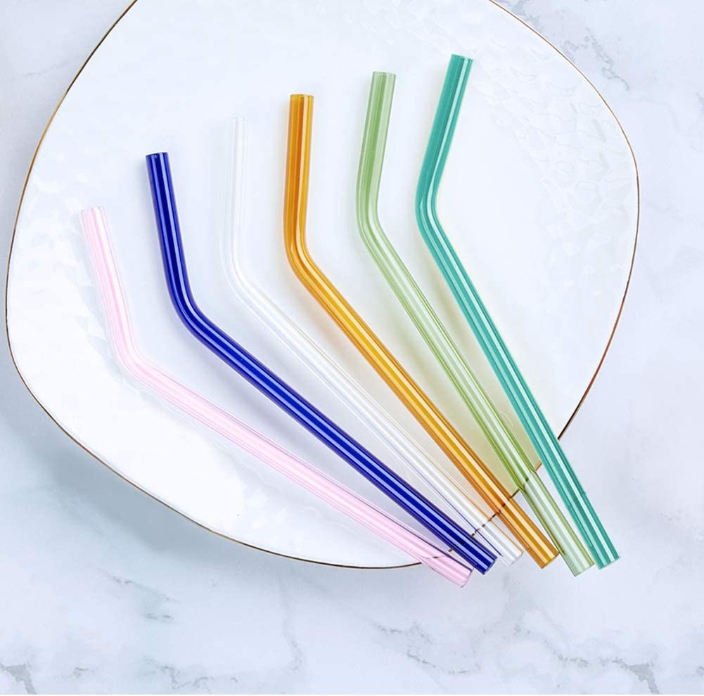 multicolored glass straws
