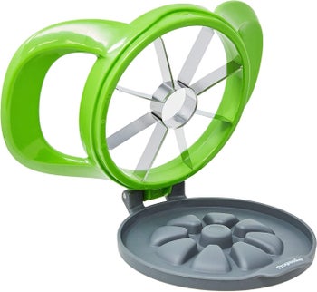 A closeup of the apple slicer