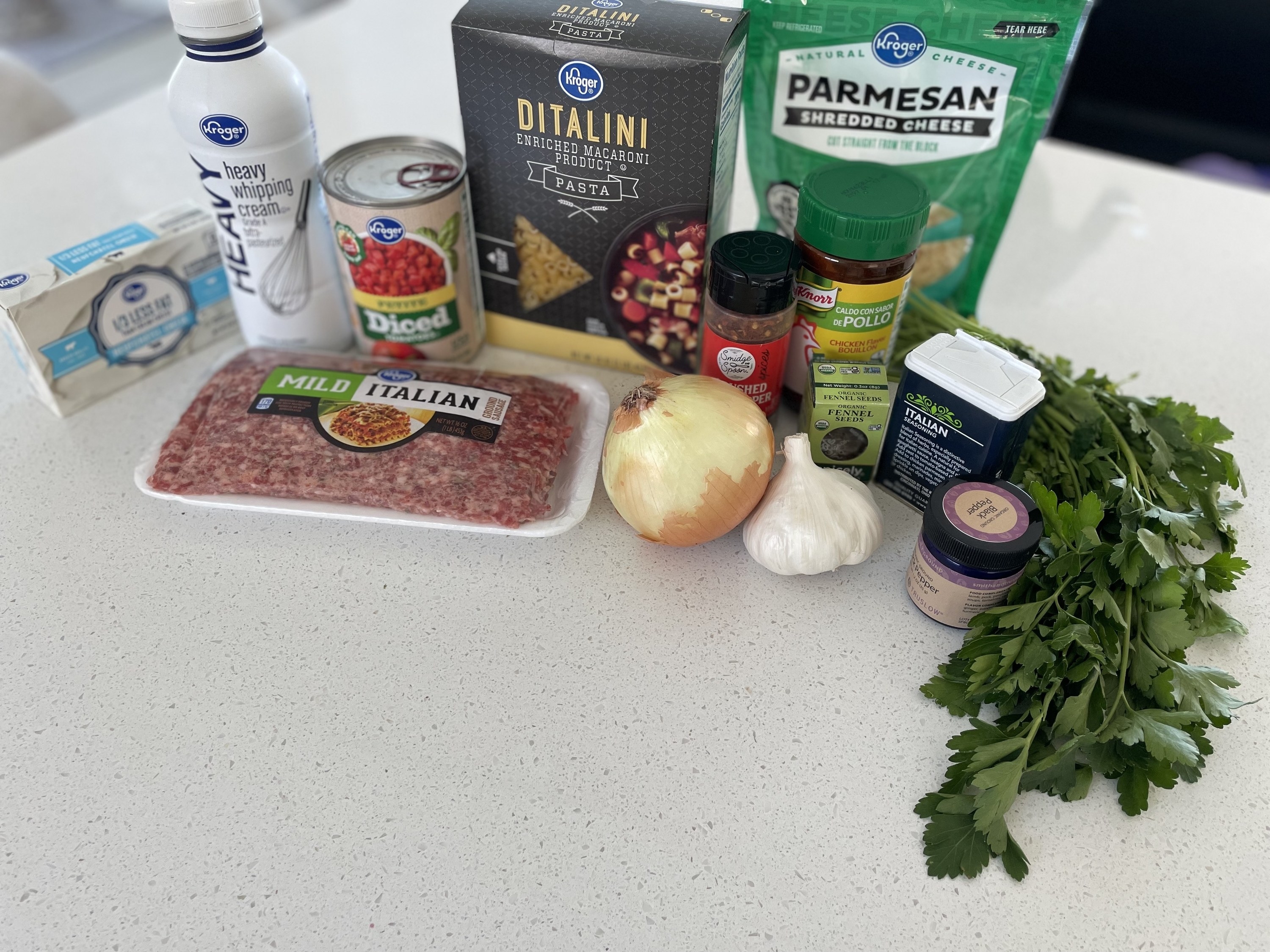 ingredients for Italian sausage soup