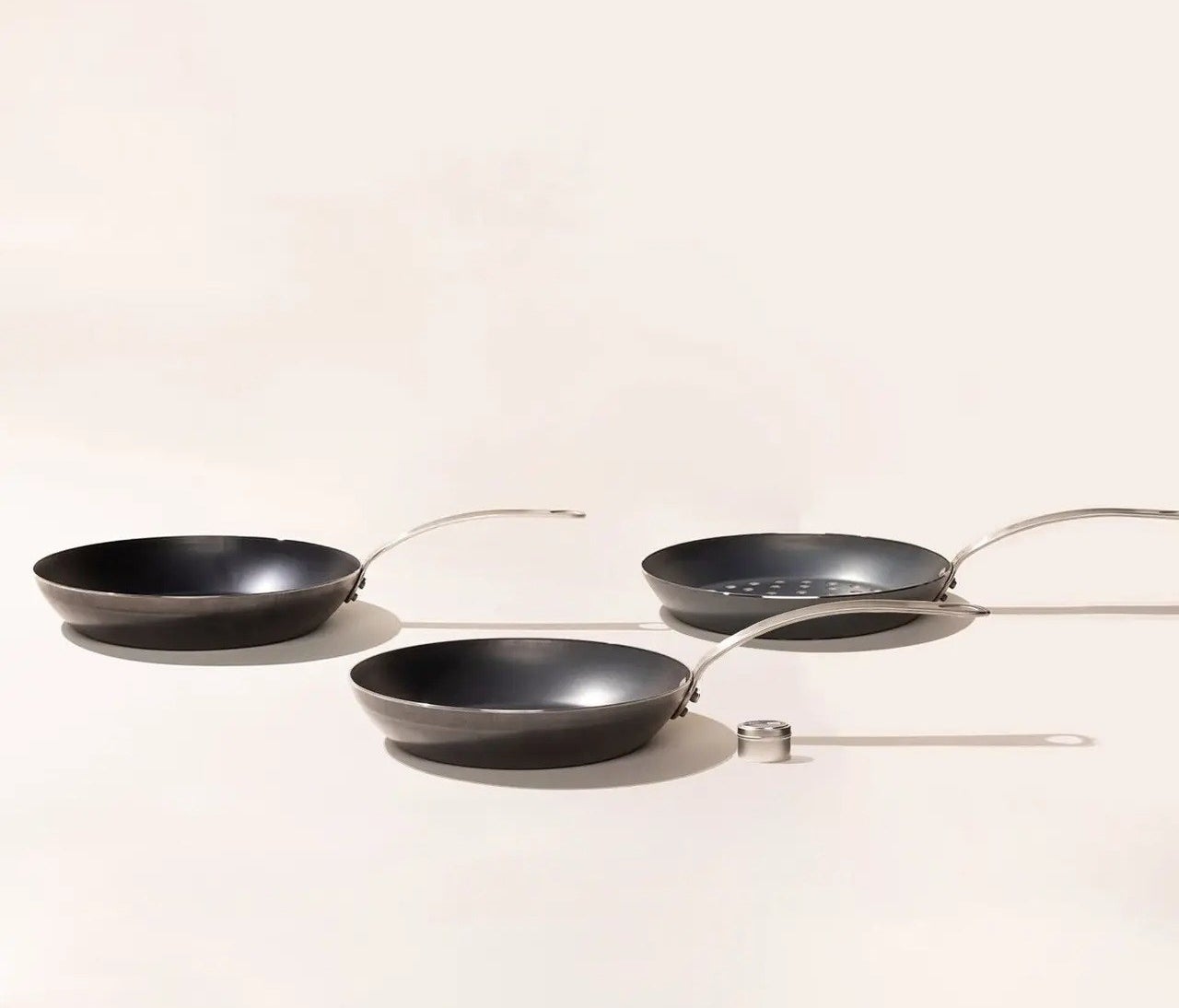 a three-piece carbon steel frying pan set