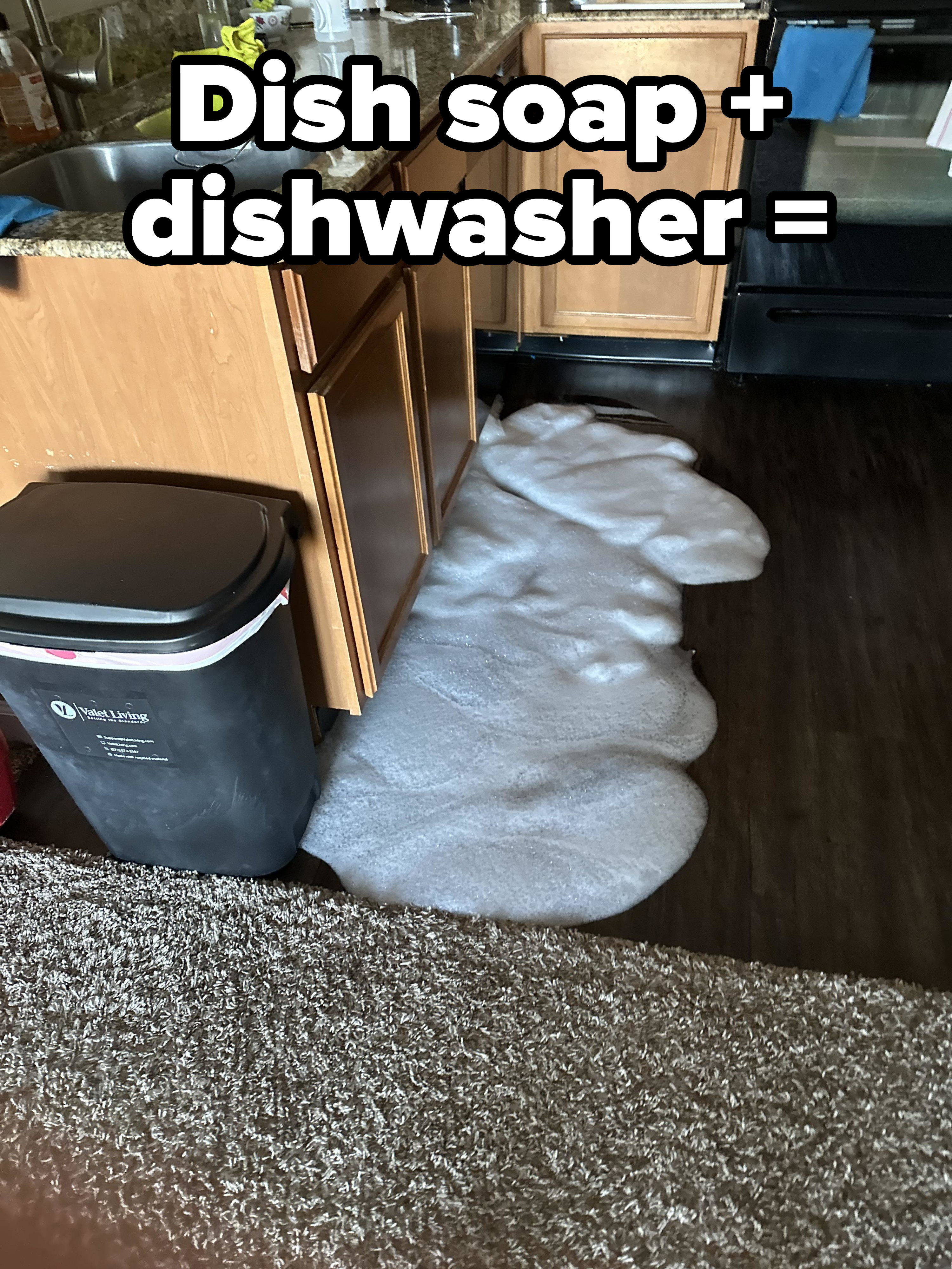 Dishwasher overflowing with soapy water
