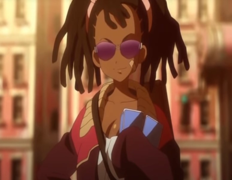 Miyuki wearing her sunglasses and jacket smiling at someone