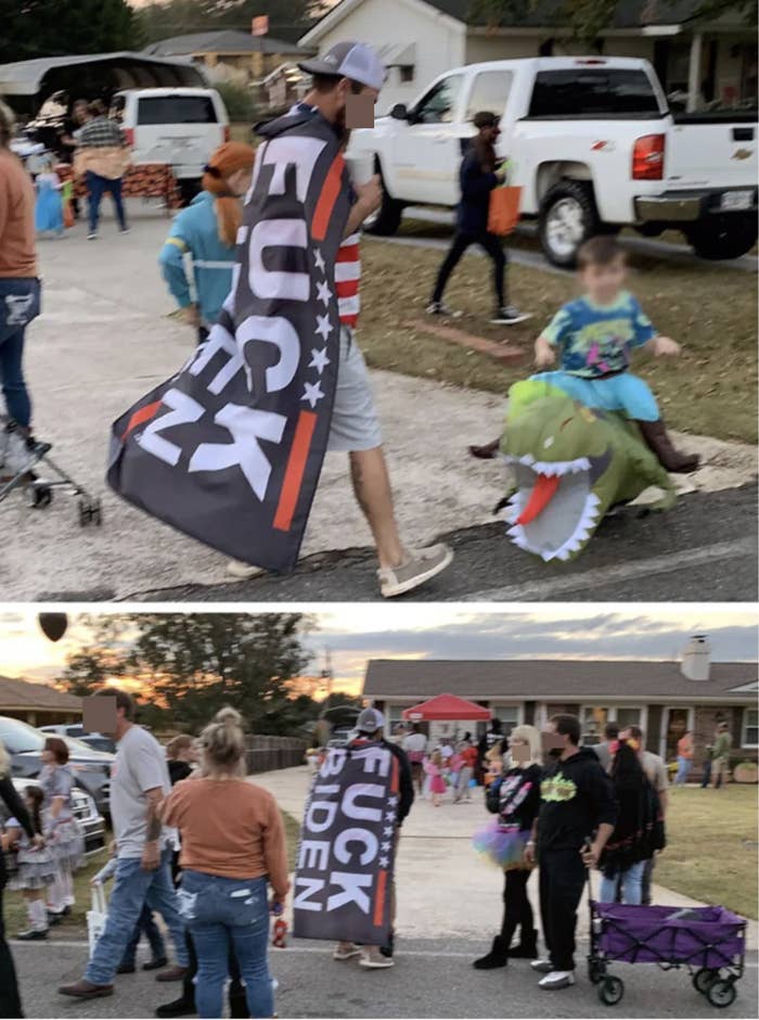 Someone with a &quot;Fuck Biden&quot; flag