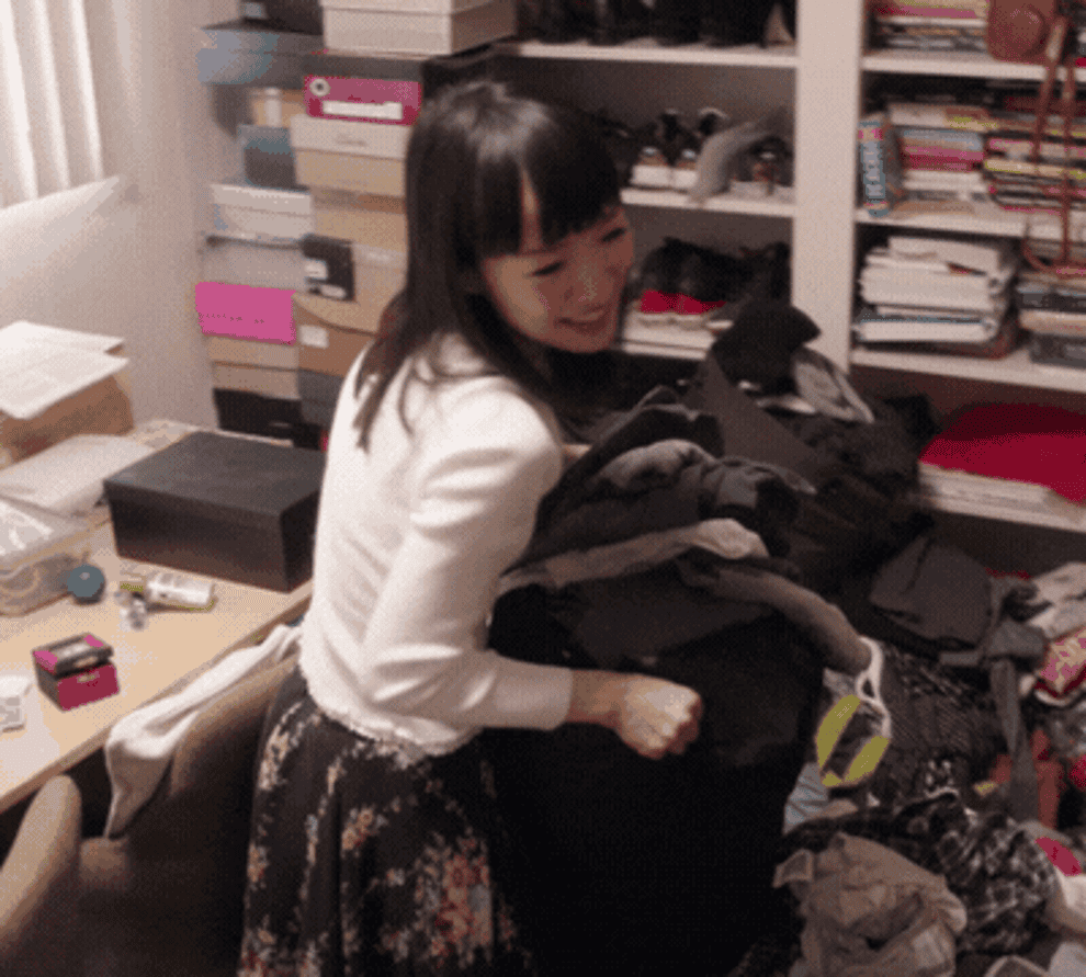 marie kondo cleaning out a closet