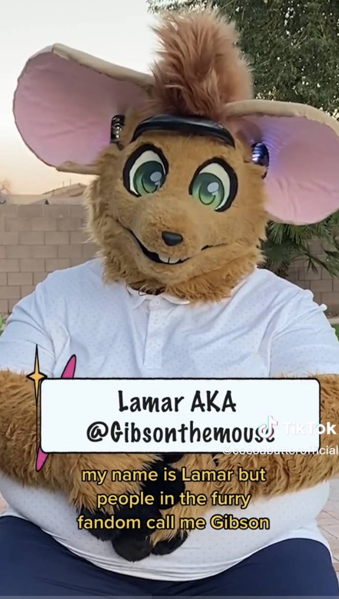Lamar dressed as Gibson the Mouse