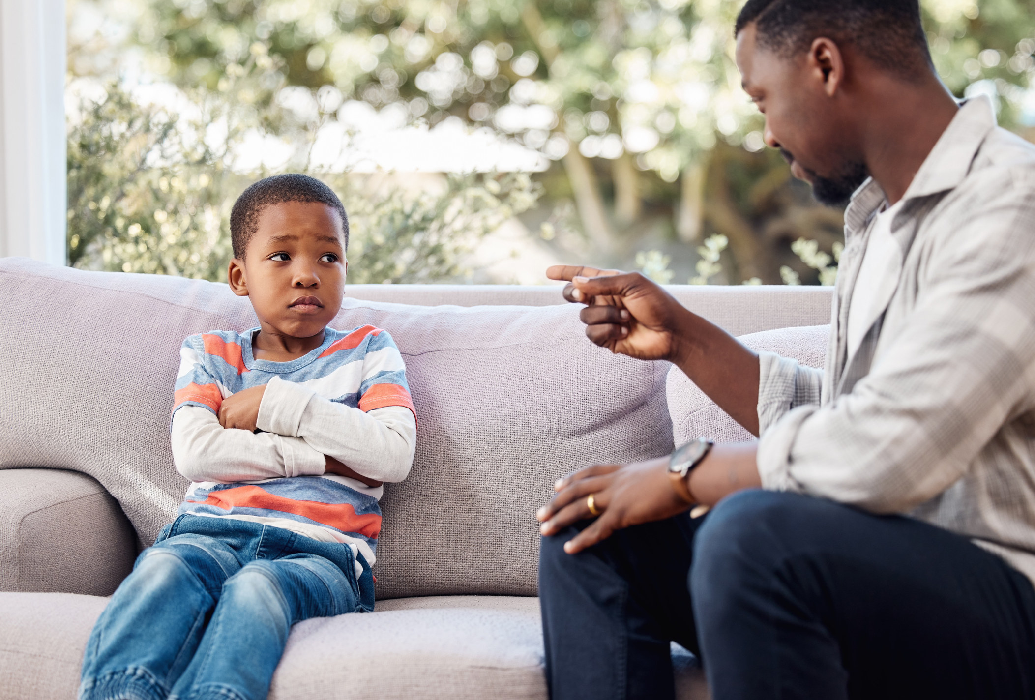 A father talking to his son