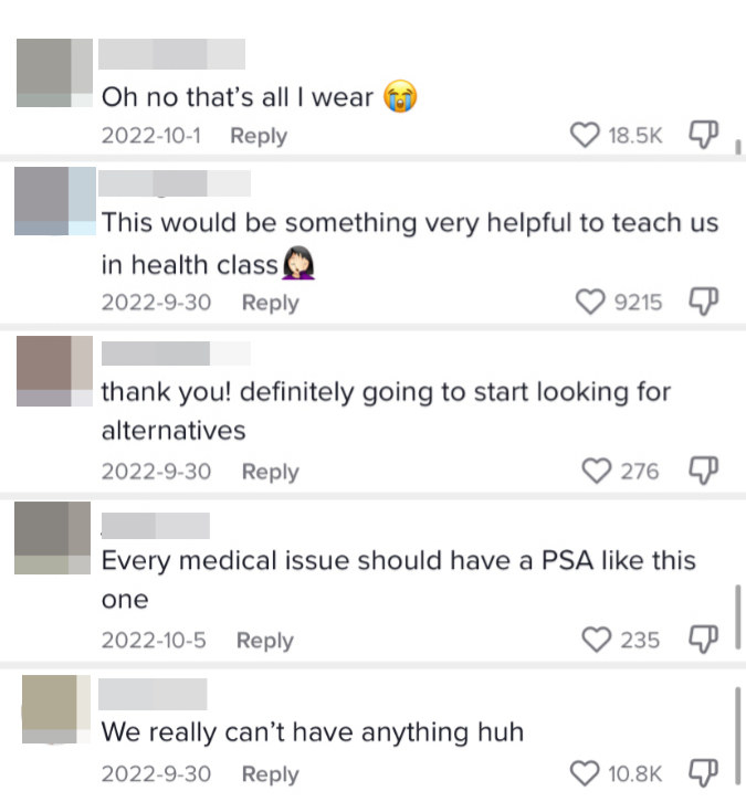 screenshot of comment section of video by TikTok user @.kellyhaze