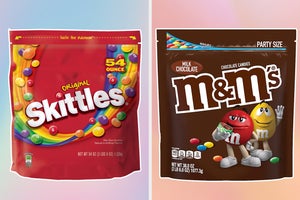 On the left some M and M's labeled overrated, and on the right, some candy corn labeled underrated