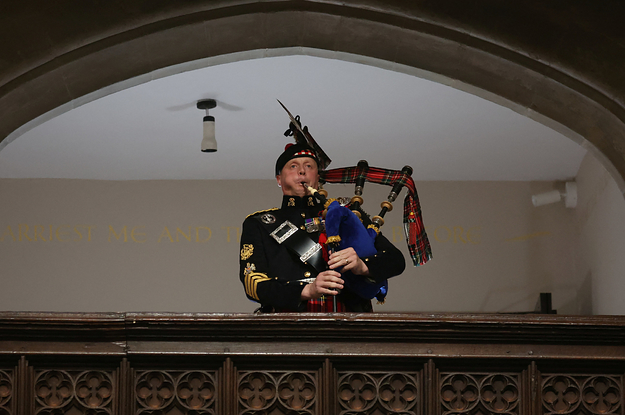 Queen’s Piper Plays Bagpipes At Funeral