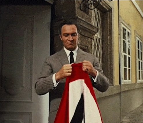 Christopher Plummer rips apart a Nazi flag in The Sound of Music