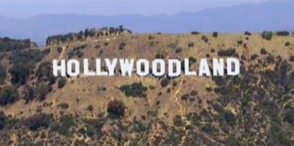 The Hollywood sign when it was first constructed, reading Hollywoodland