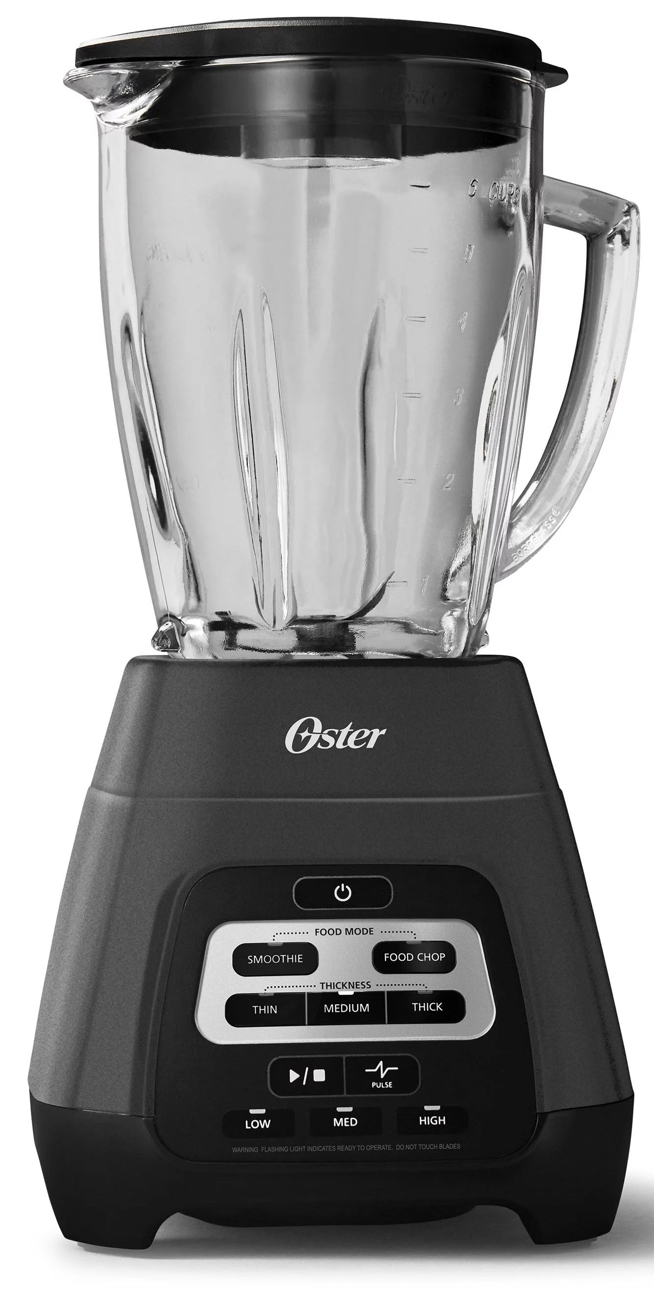 a black blender with a glass jar