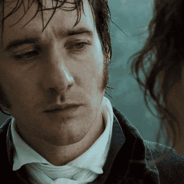 Keira Knightly and Matthew Macfadyen look longingly at each other in Pride and Prejudice