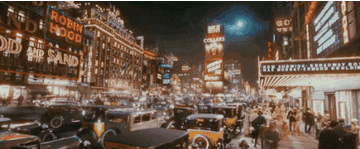 Footage of New Yorkers walking around Times Square in the 1920s