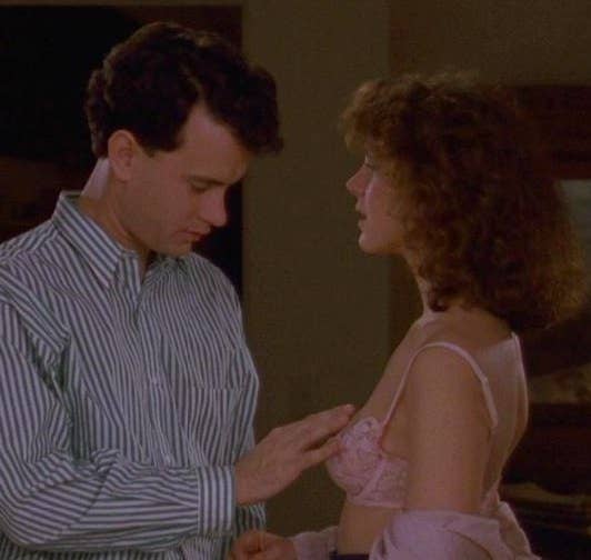 Josh touches Susan&#x27;s breast; she wears a bra while he wears a shirt
