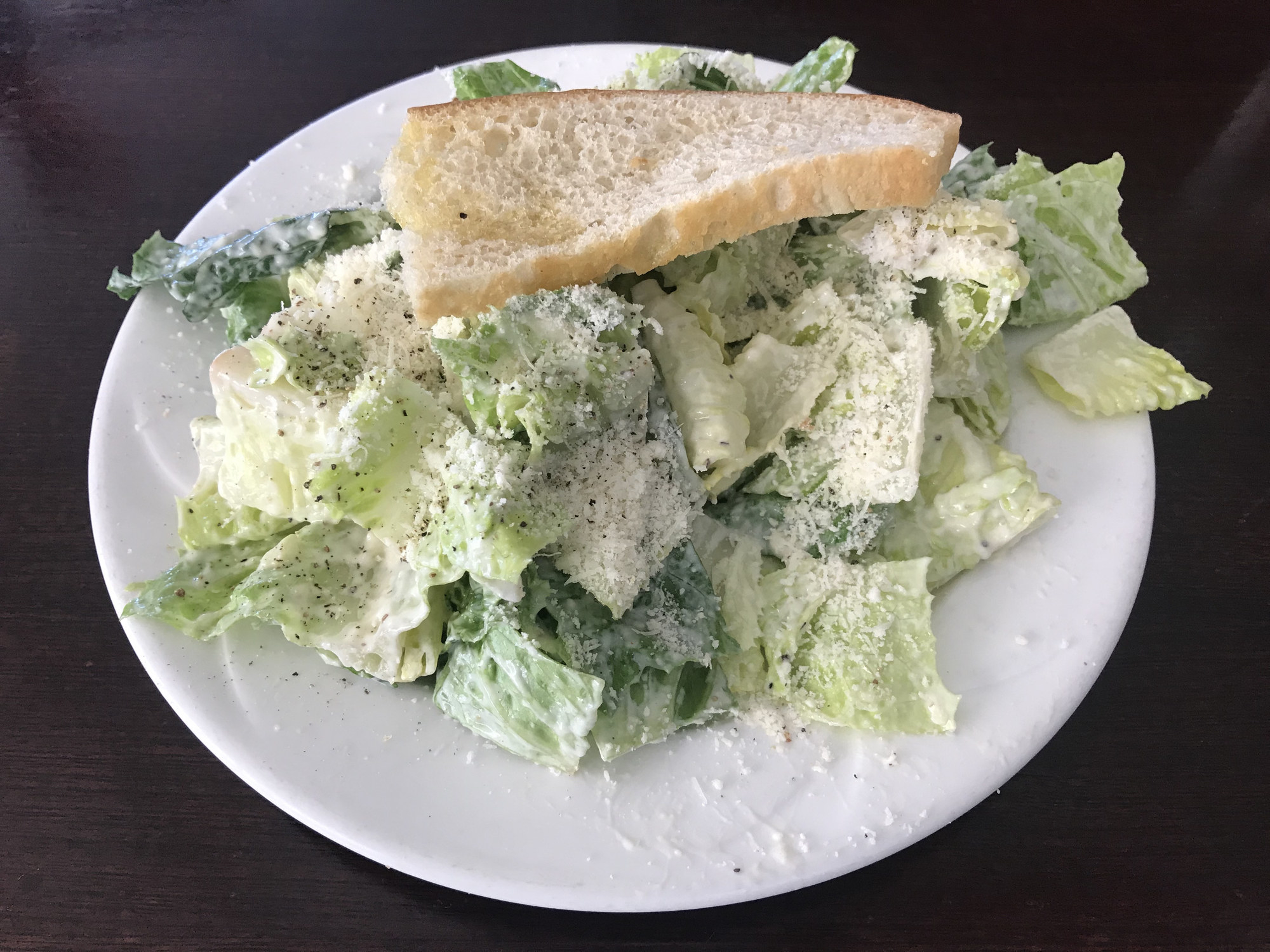 A homemade Caesar salad.