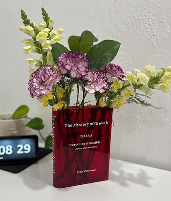 flowers in the red book vase