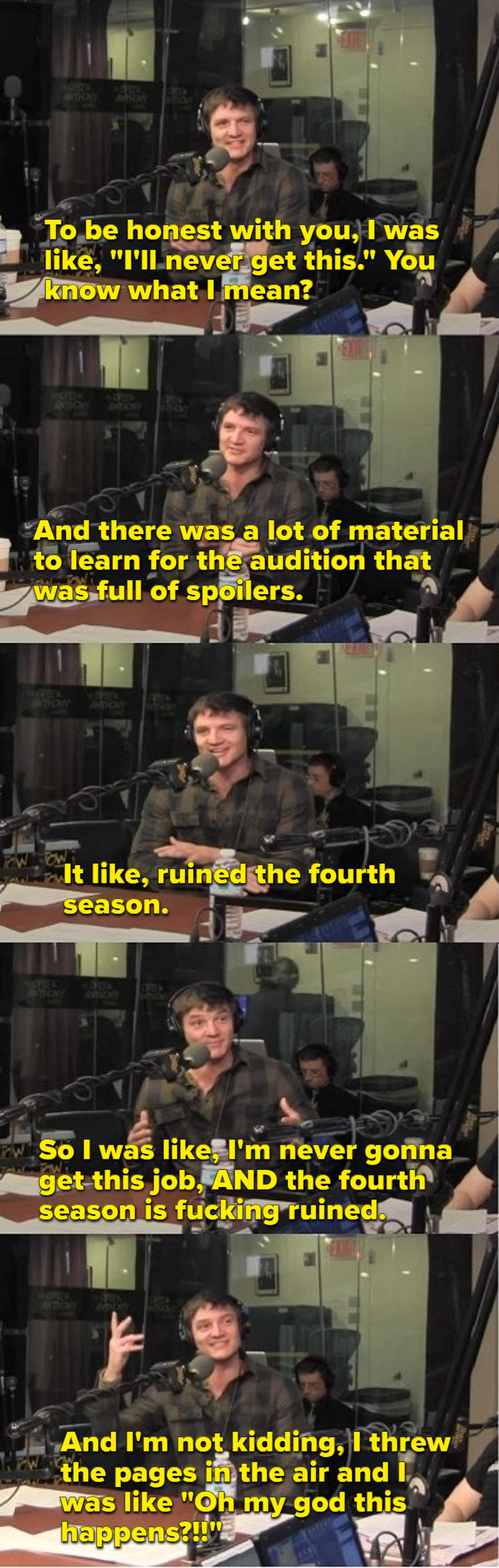 Pedro talking about his audition process for Game of Thrones