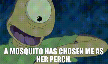 pleakley from lilo and stitch saying &quot;a mosquito has chosen me as her perch&quot;