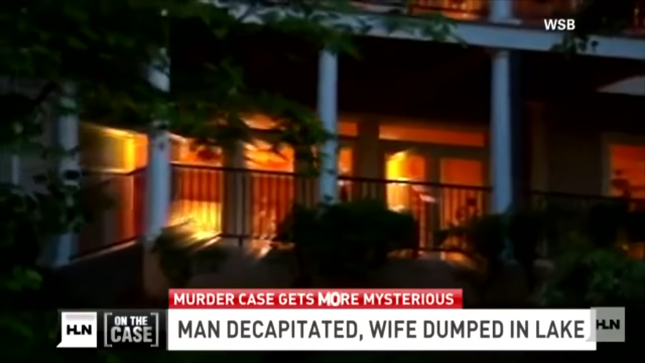 News story with the chyron saying man decapitated, wife dumped in lake