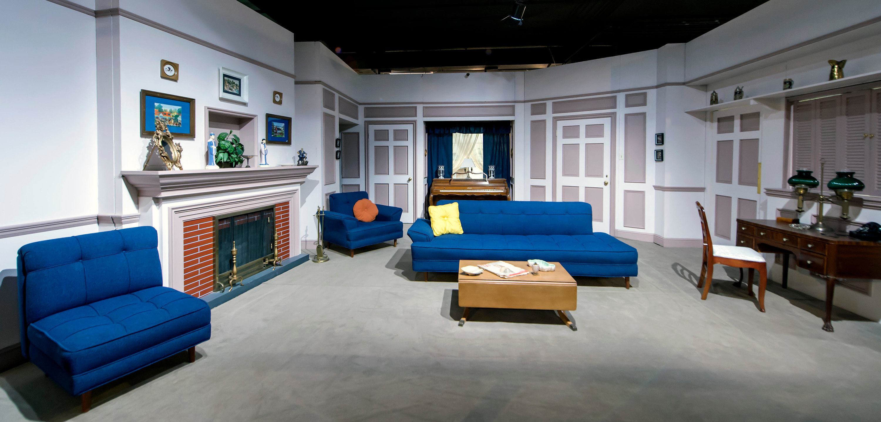 The I Love Lucy set with blue couch and seats