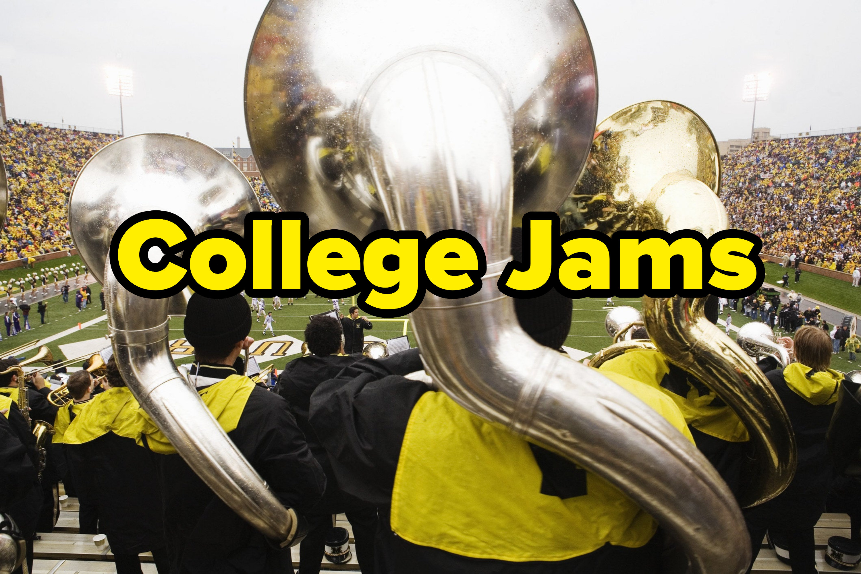 A college band on the side of a football game