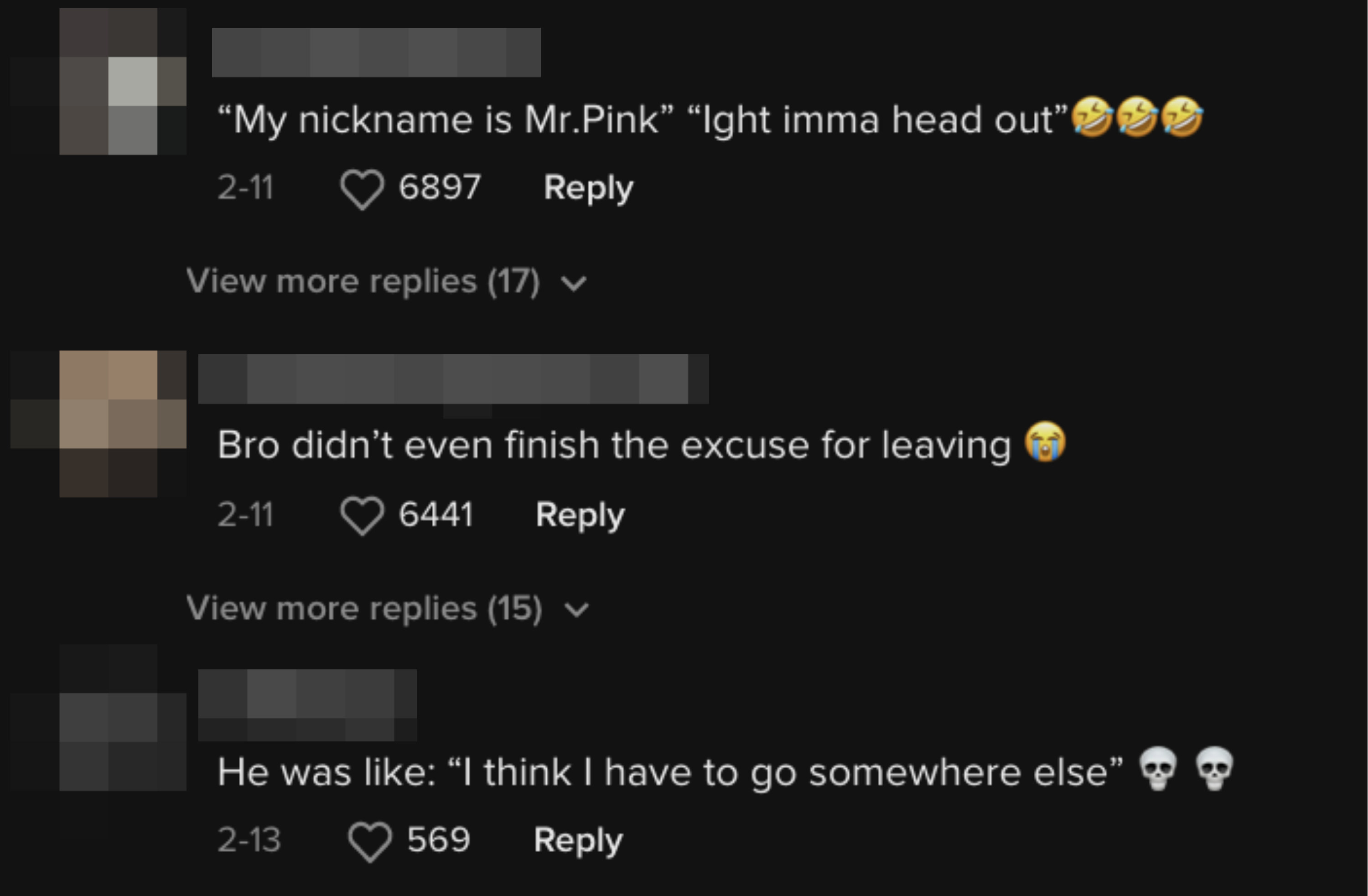 One person commented &quot;Bro didn&#x27;t event finish the excuse for leaving&quot;