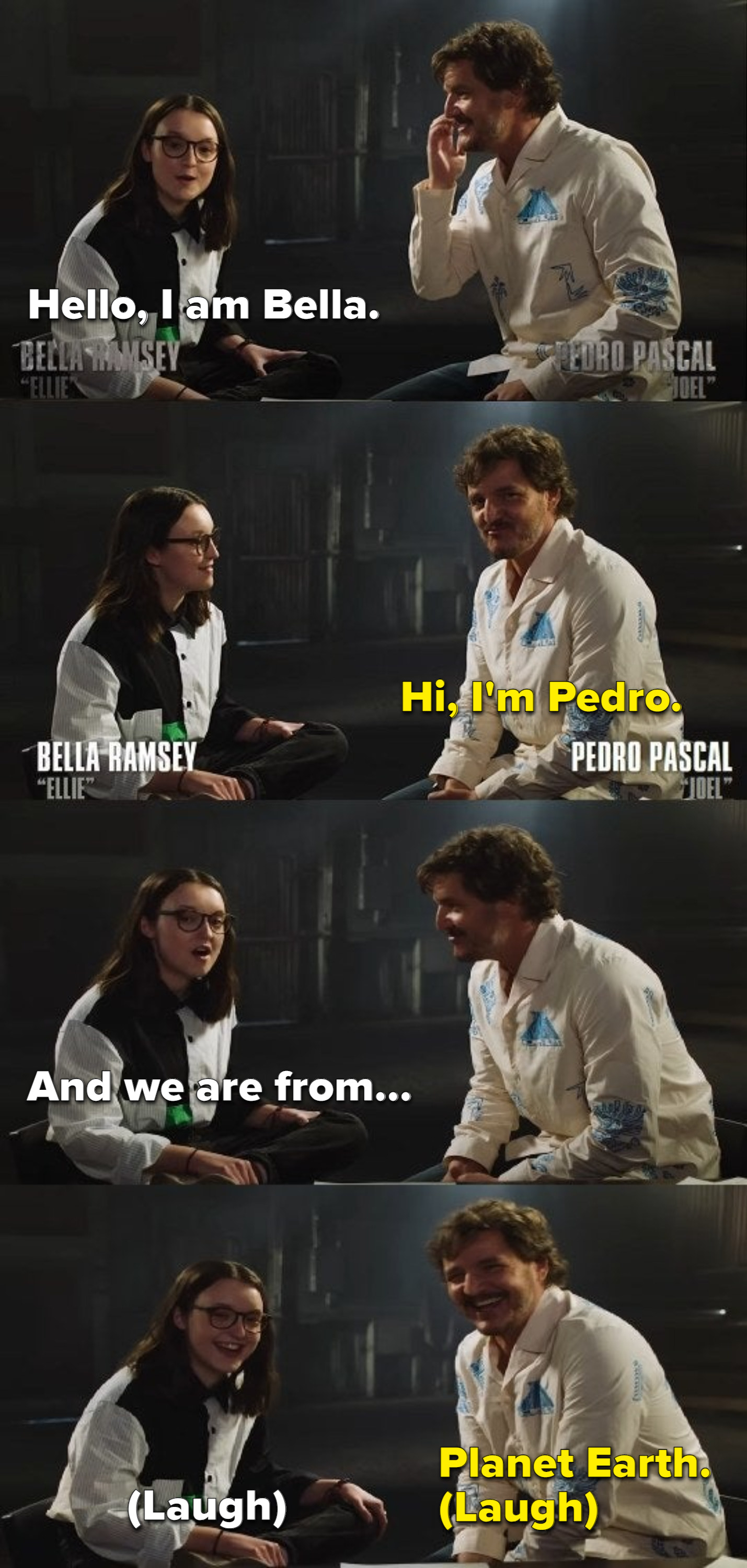 Pedro Pascal and Bella Ramsey introducing themselves