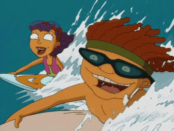 Reggie and Otto surfing