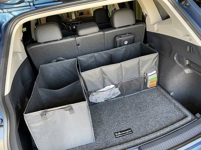 Reviewer image of two organizers in the trunk of their car