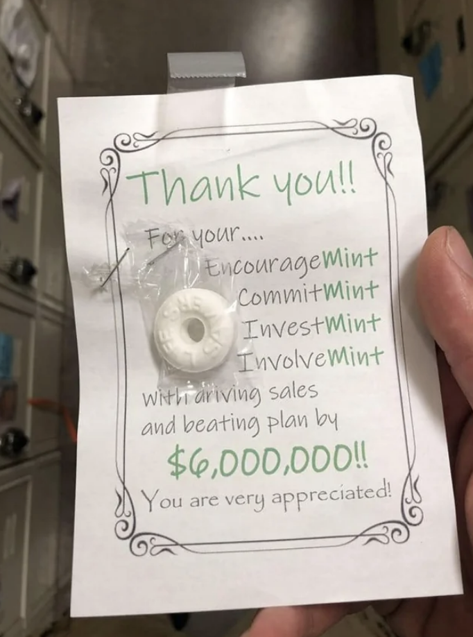 A note with a mint