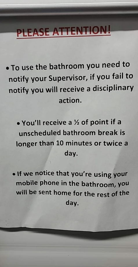 A notice about bathroom usage