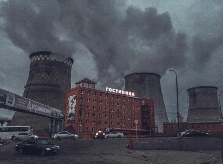 a brick hotel built near a nuclear power plant