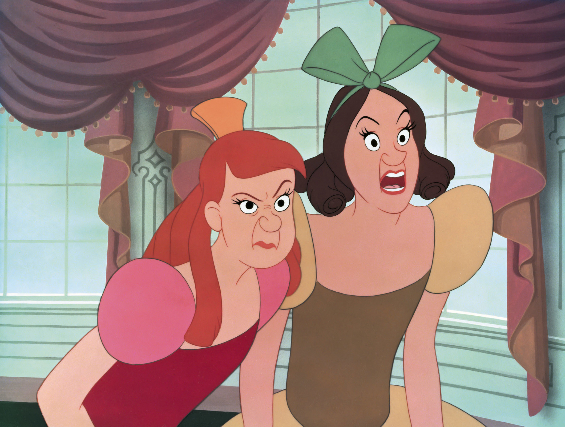 Anastasia and Drizella in the animated version of Cinderella