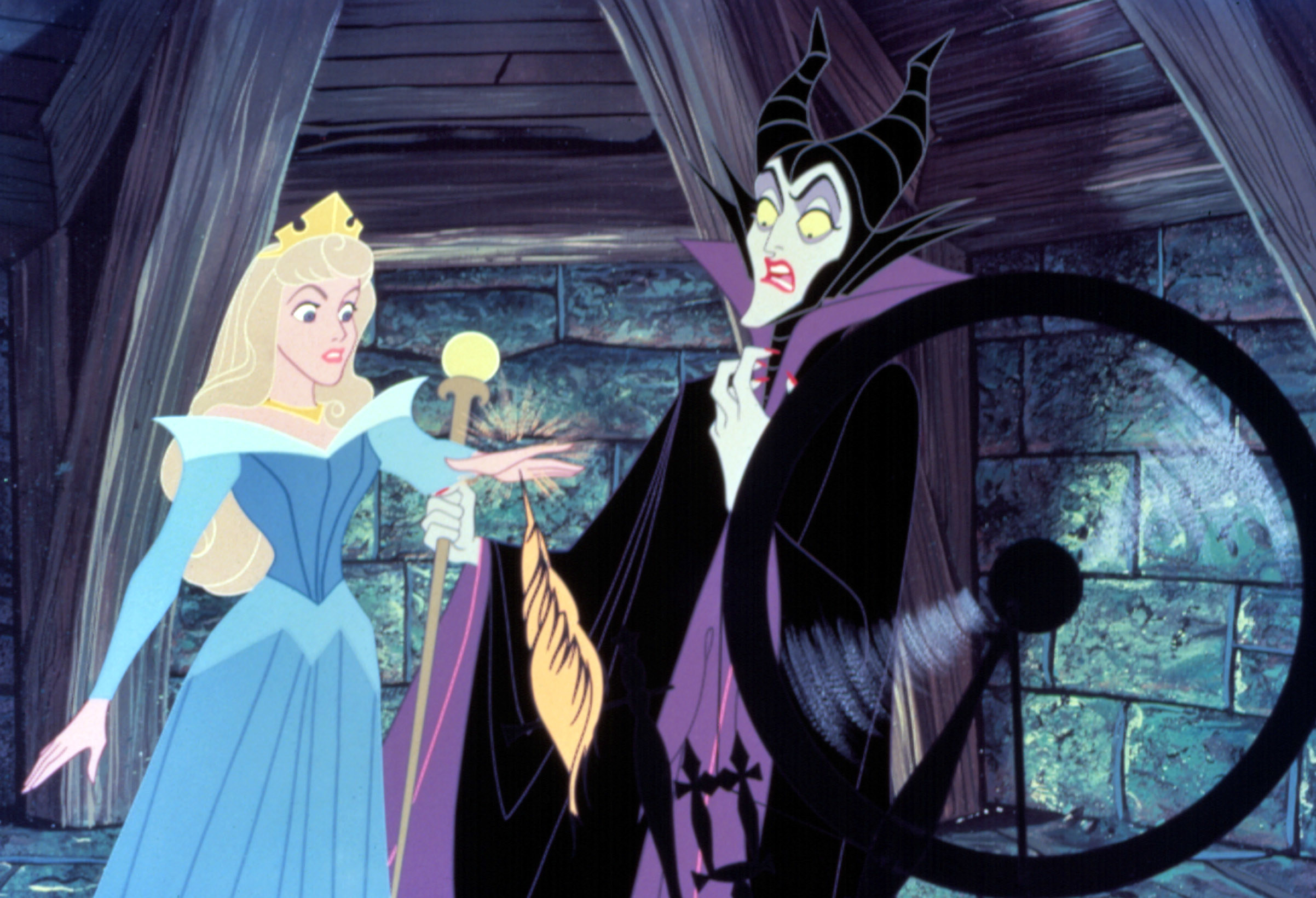 Sleeping Beauty and Maleficent in the animated version of the movie