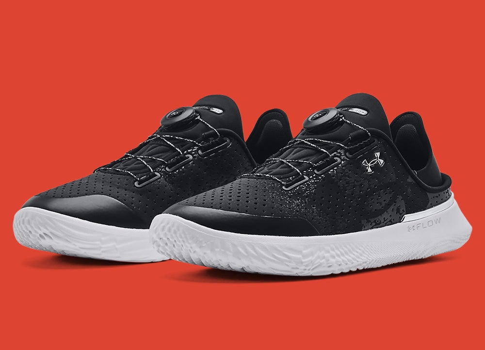 a pair of black and white shoes