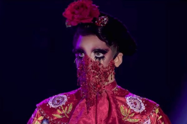 Valentina wearing a sparkly mask
