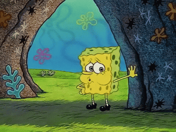 SpongeBob leaning and breathing