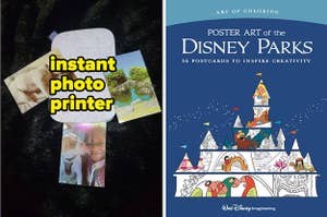 photo printer with printed pics, Disney Parks postcard book